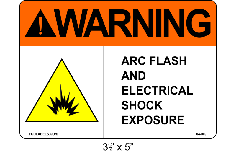 3.5" x 5" | ANSI Warning Arc Flash and Electrical Shock Exposure | Shock Symbol