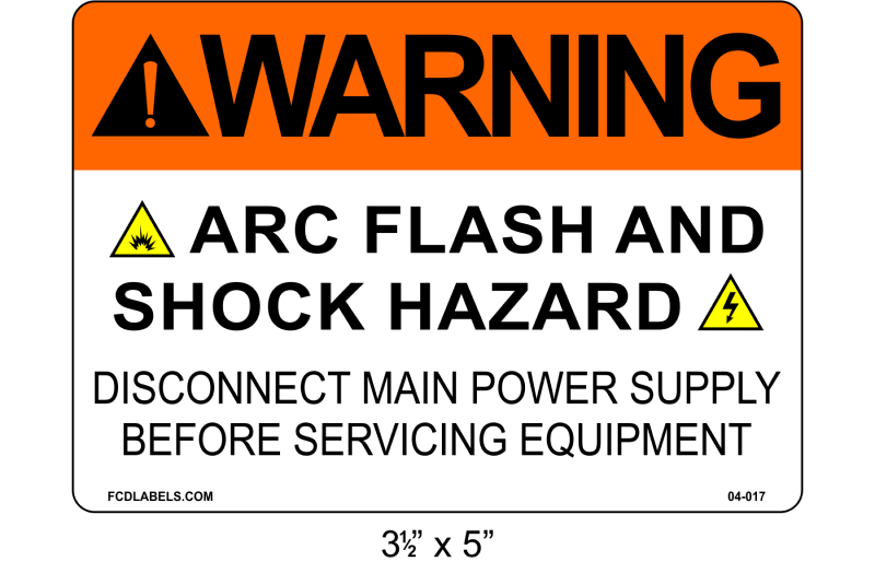 3.5" x 5" | Warning Disconnect Main Power | ANSI Label