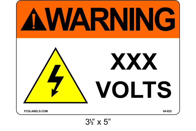 3.5" x 5" | Warning ___ Voltage | ANSI Labels