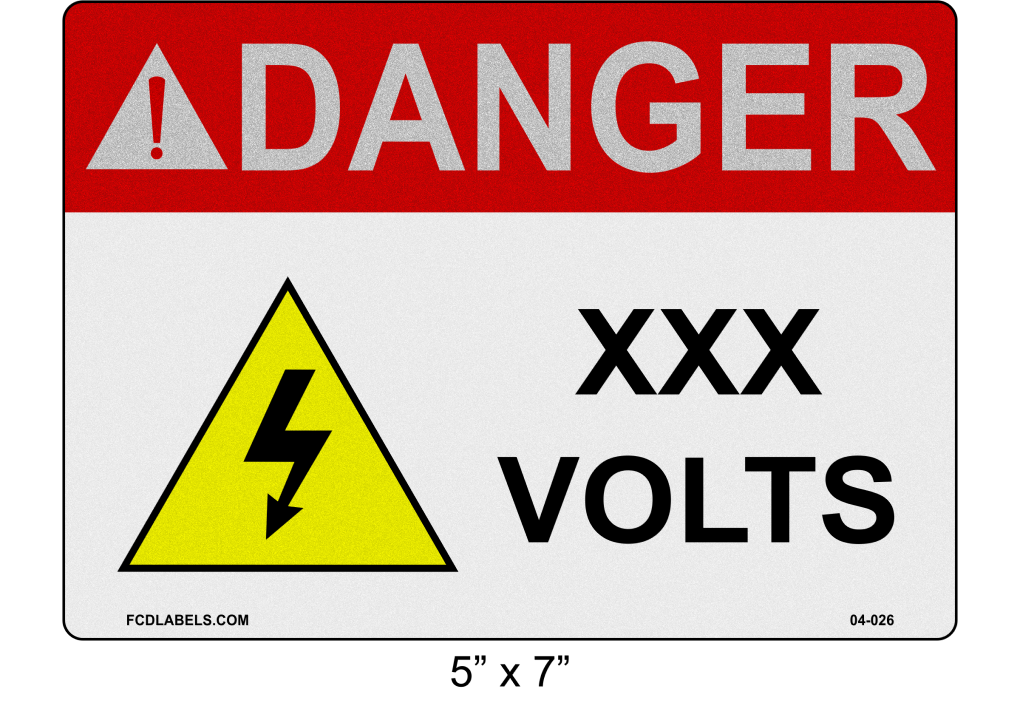 Reflective 5" x 7" | Danger ___ Voltage | ANSI Labels
