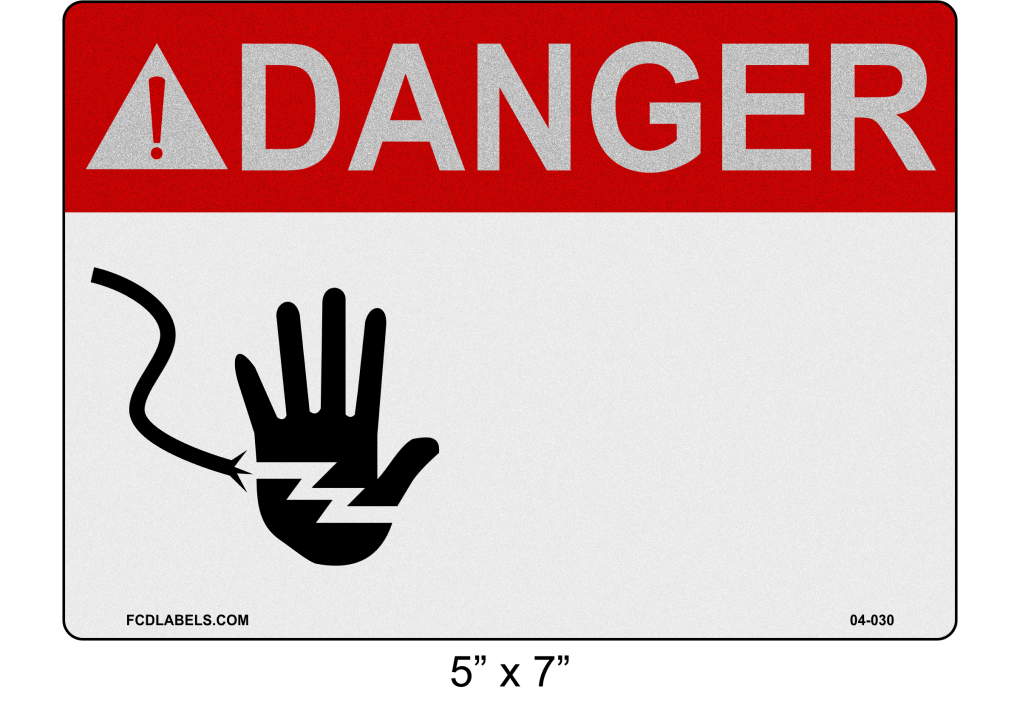 Custom Reflective 5" x 7" | ANSI Warning Label | Hand Symbol