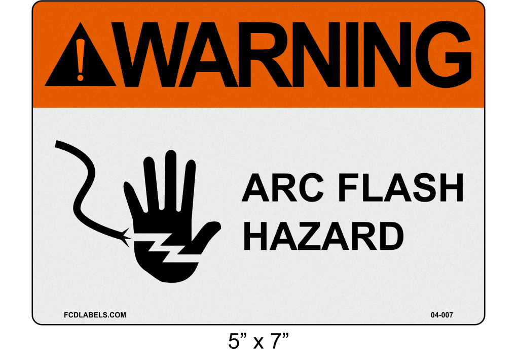 Reflective 5" x 7" | ANSI Warning Arc Flash Hazard | Hand Symbol