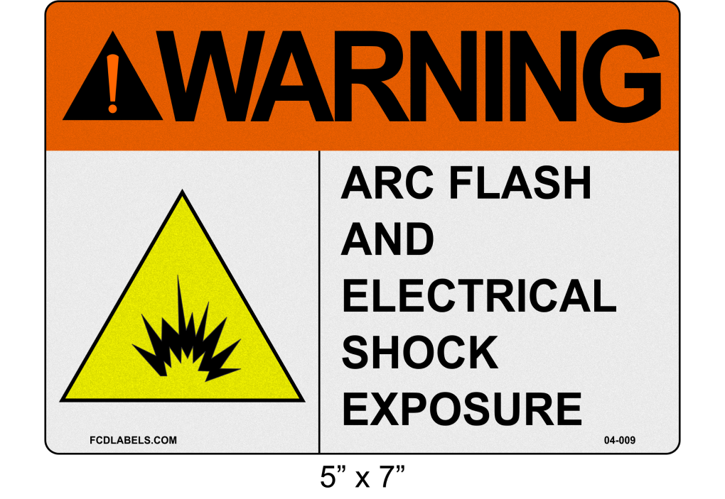 Reflective 5" x 7" | ANSI Warning Arc Flash and Electrical Shock Exposure | Shock Symbol