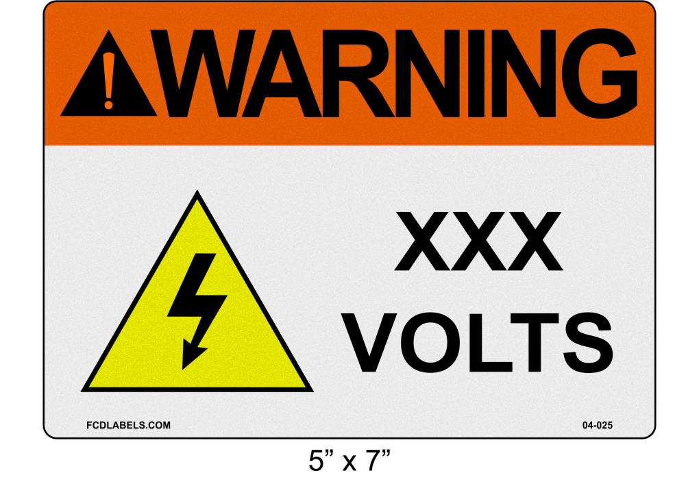 Reflective 5" x 7" | Warning ___ Voltage | ANSI Labels