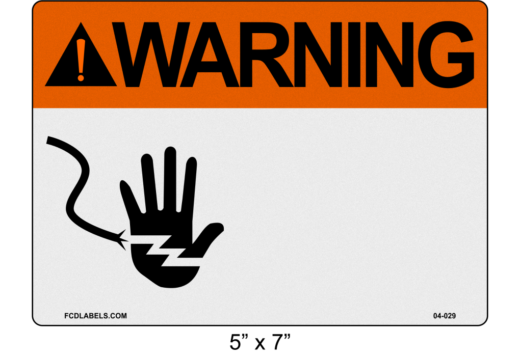 Custom Reflective 5" x 7" | ANSI Warning Label | Hand Symbol
