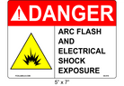 5" x 7" | ANSI Danger Arc Flash and Electrical Shock Exposure | Shock Symbol