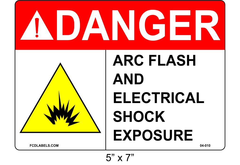 5" x 7" | ANSI Danger Arc Flash and Electrical Shock Exposure | Shock Symbol