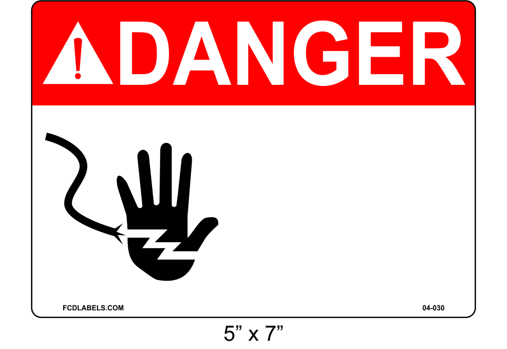 Custom 5" x 7" | ANSI Warning Label | Hand Symbol