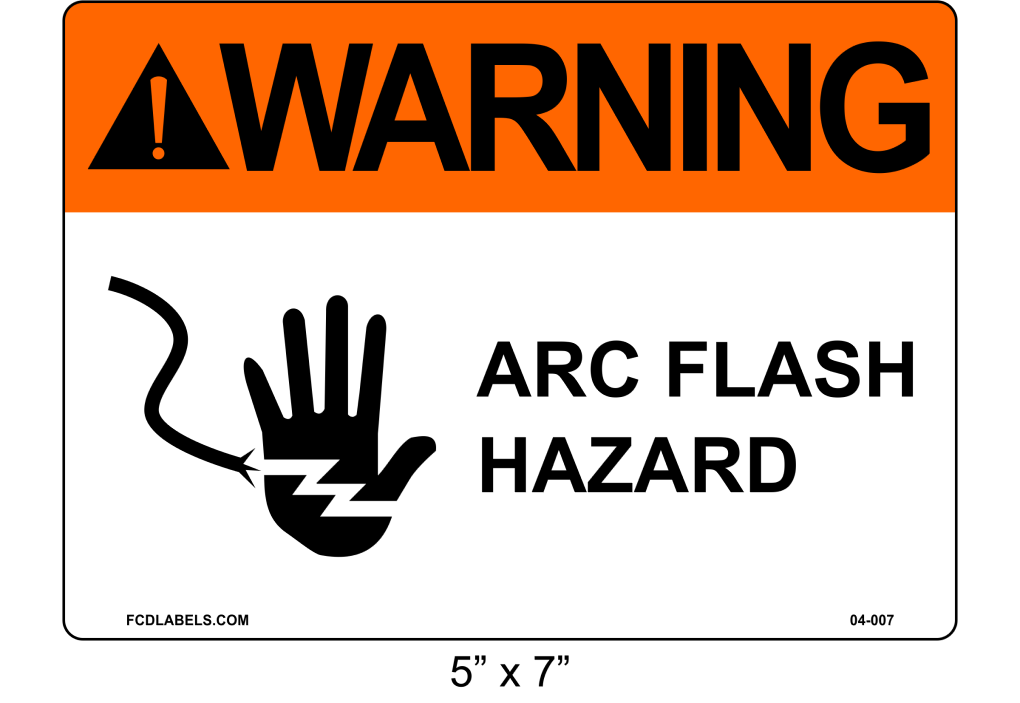 5" x 7" | ANSI Warning Arc Flash Hazard | Hand Symbol
