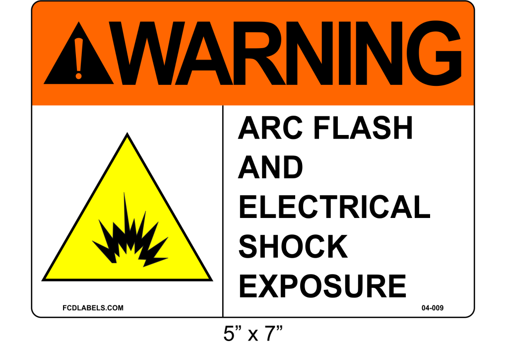 5" x 7" | ANSI Warning Arc Flash and Electrical Shock Exposure | Shock Symbol