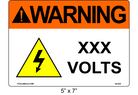 5" x 7" | Warning ___ Voltage | ANSI Labels