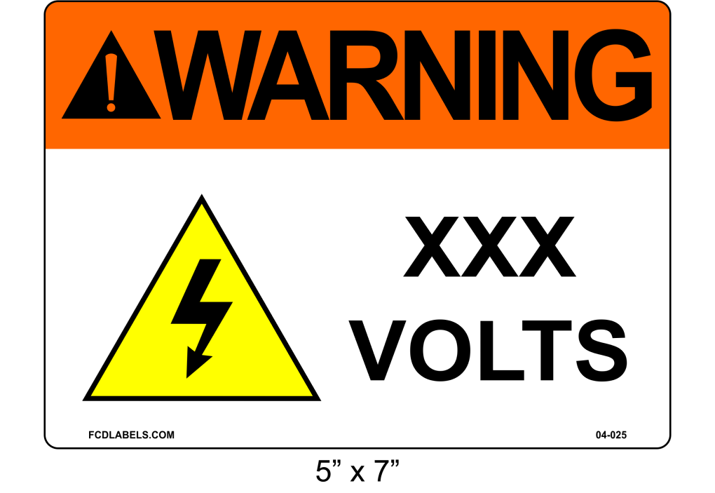 5" x 7" | Warning ___ Voltage | ANSI Labels