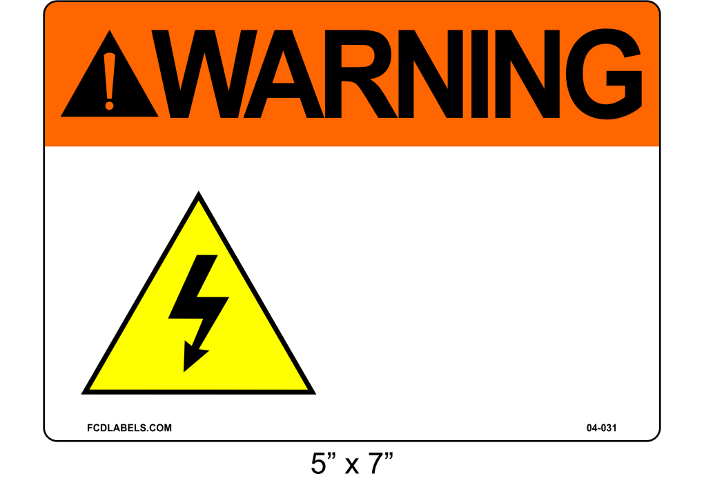 Custom 5" x 7" | ANSI Warning Label | Electrical Voltage