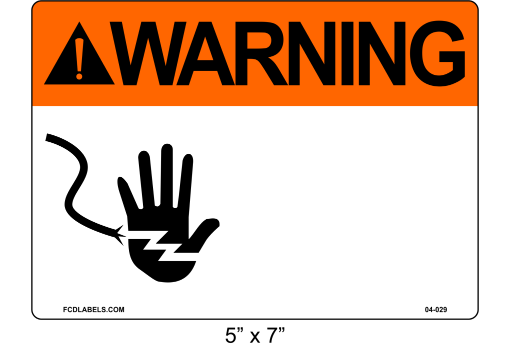 Custom 5" x 7" | ANSI Warning Label | Hand Symbol