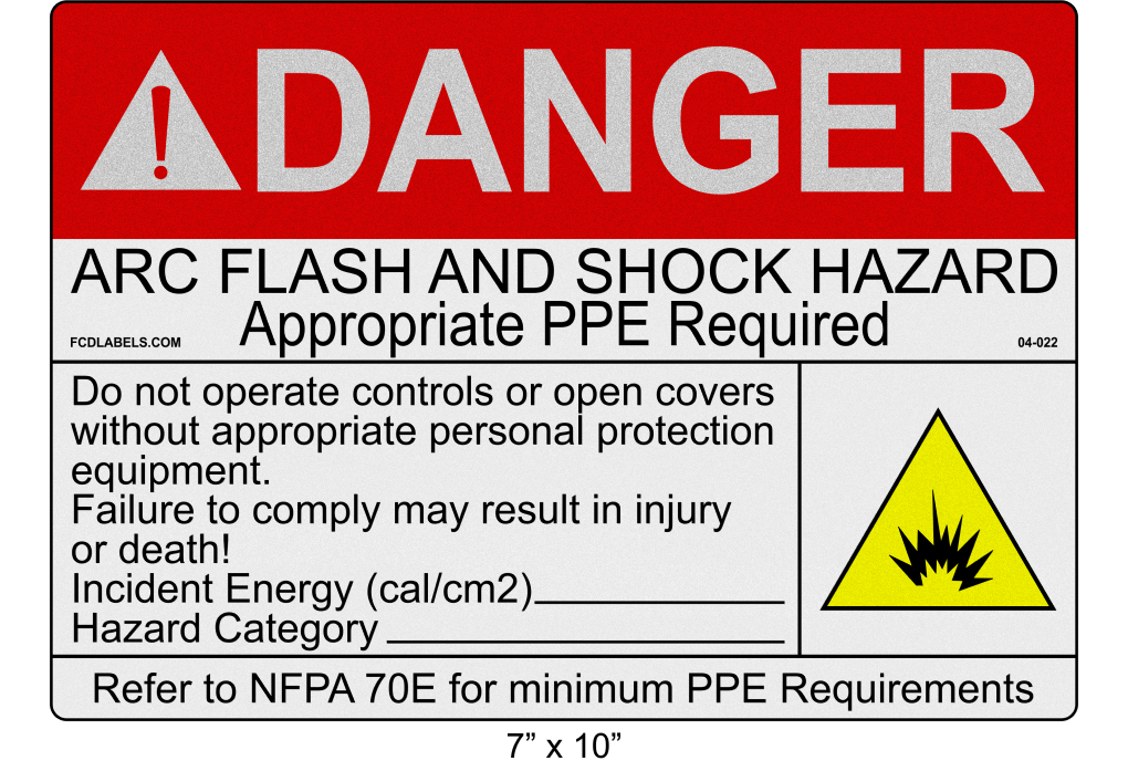 Reflective 7" x 10" | Danger Do Not Operate Fill-Ins | ANSI Arc Flash Labels