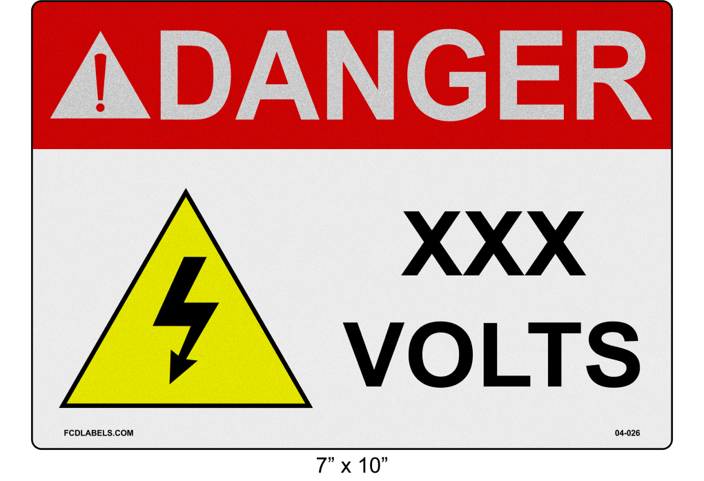 Reflective 7" x 10" | Danger ___ Voltage | ANSI Labels