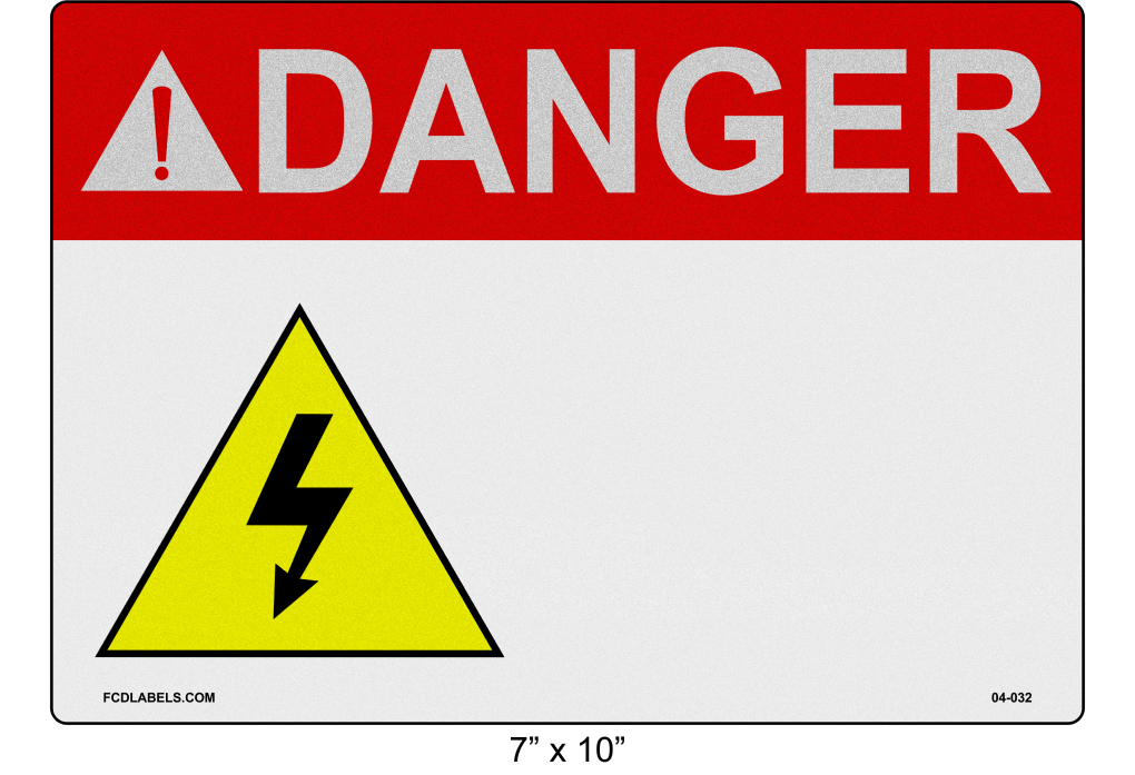 Custom Reflective 7" x 10" | ANSI Danger Label | Electrical Voltage
