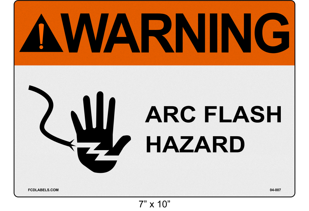 Reflective 7" x 10" | ANSI Warning Arc Flash Hazard | Hand Symbol