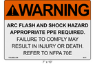Reflective 7" x 10" | Warning Refer to NFPA 70E | ANSI Label