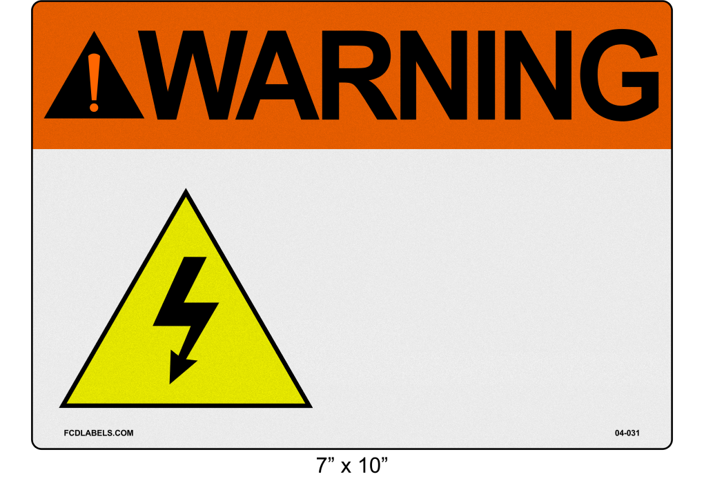 Custom Reflective 7" x 10" | ANSI Warning Label | Electrical Voltage