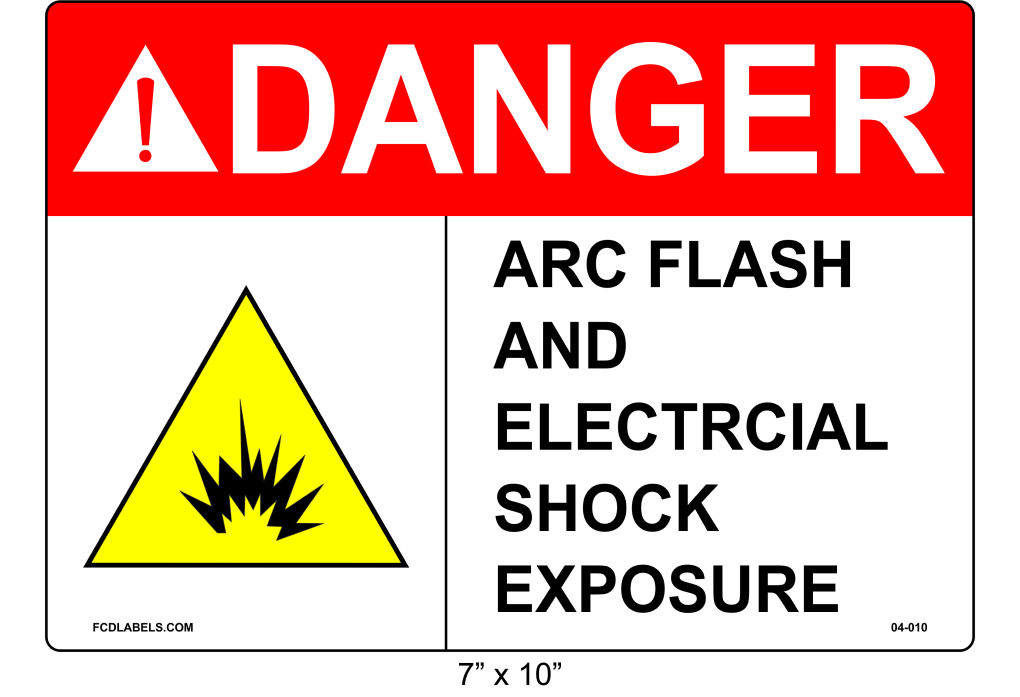 7" x 10" | ANSI Danger Arc Flash and Electrical Shock Exposure | Shock Symbol