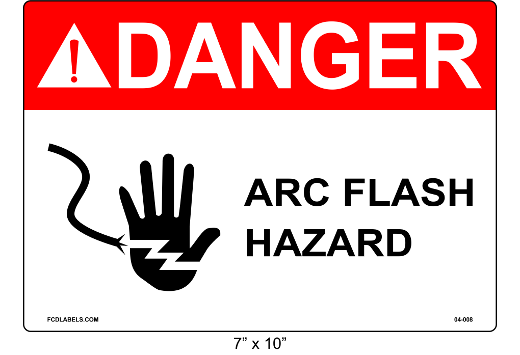 7" x 10" | ANSI Danger Arc Flash Hazard | Hand Symbol