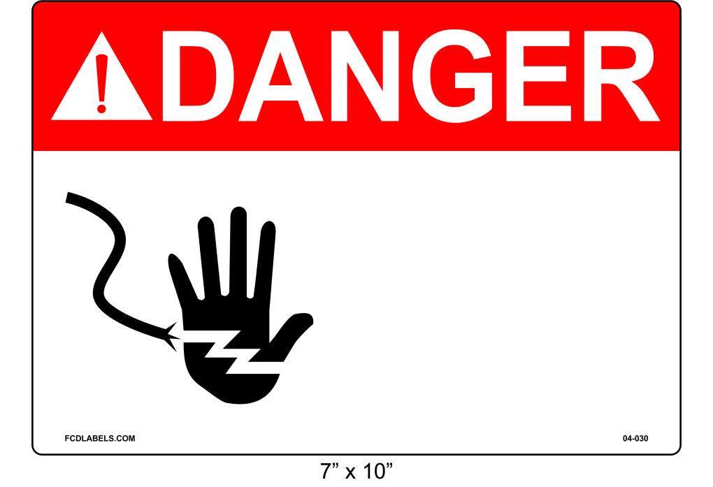 Custom 7" x 10" | ANSI Warning Label | Hand Symbol