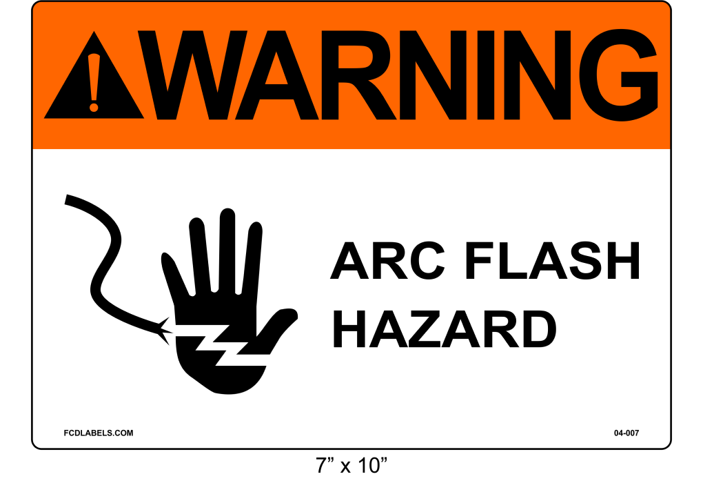7" x 10" | ANSI Warning Arc Flash Hazard | Hand Symbol