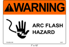 7" x 10" | ANSI Warning Arc Flash Hazard | Hand Symbol