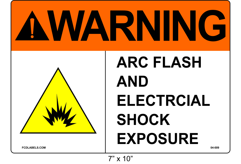7" x 10" | ANSI Warning Arc Flash and Electrical Shock Exposure | Shock Symbol