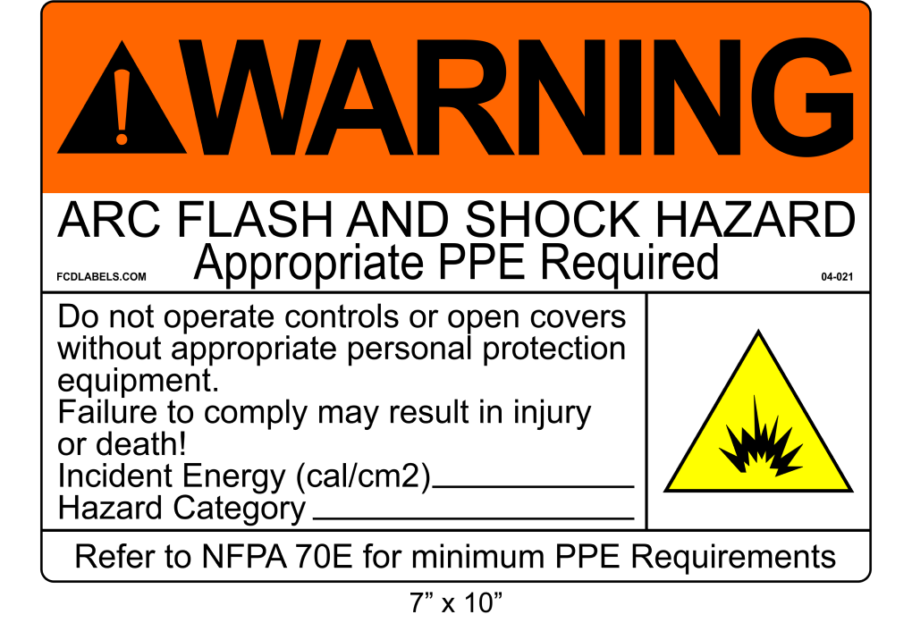 7" x 10" | Warning Do Not Operate Fill-Ins | ANSI Arc Flash Labels