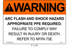 7" x 10" | Warning Refer to NFPA 70E | ANSI Label