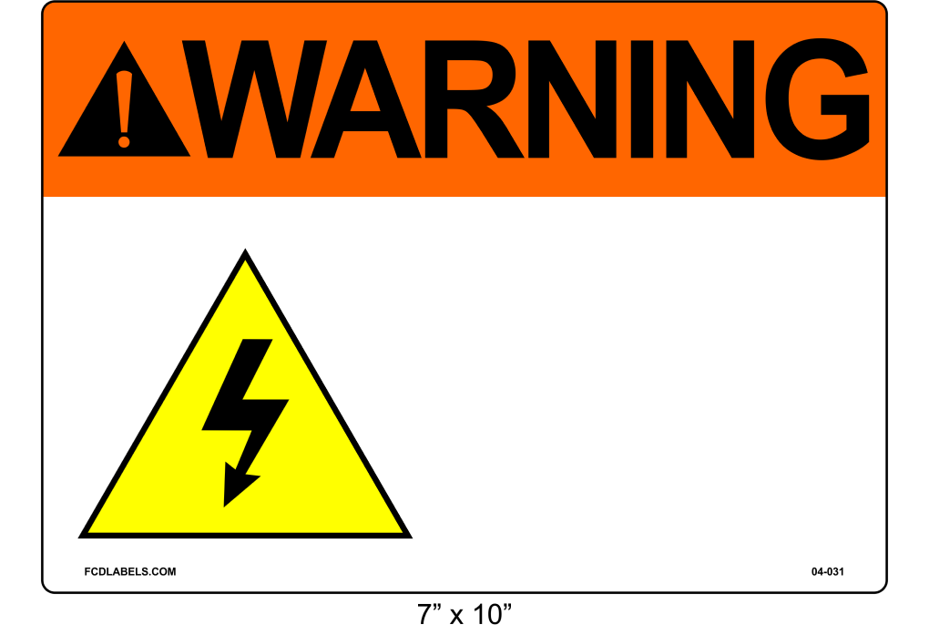 Custom 7" x 10" | ANSI Warning Label | Electrical Voltage