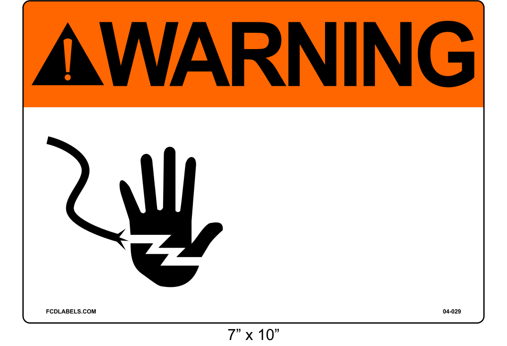 Custom 7" x 10" | ANSI Warning Label | Hand Symbol