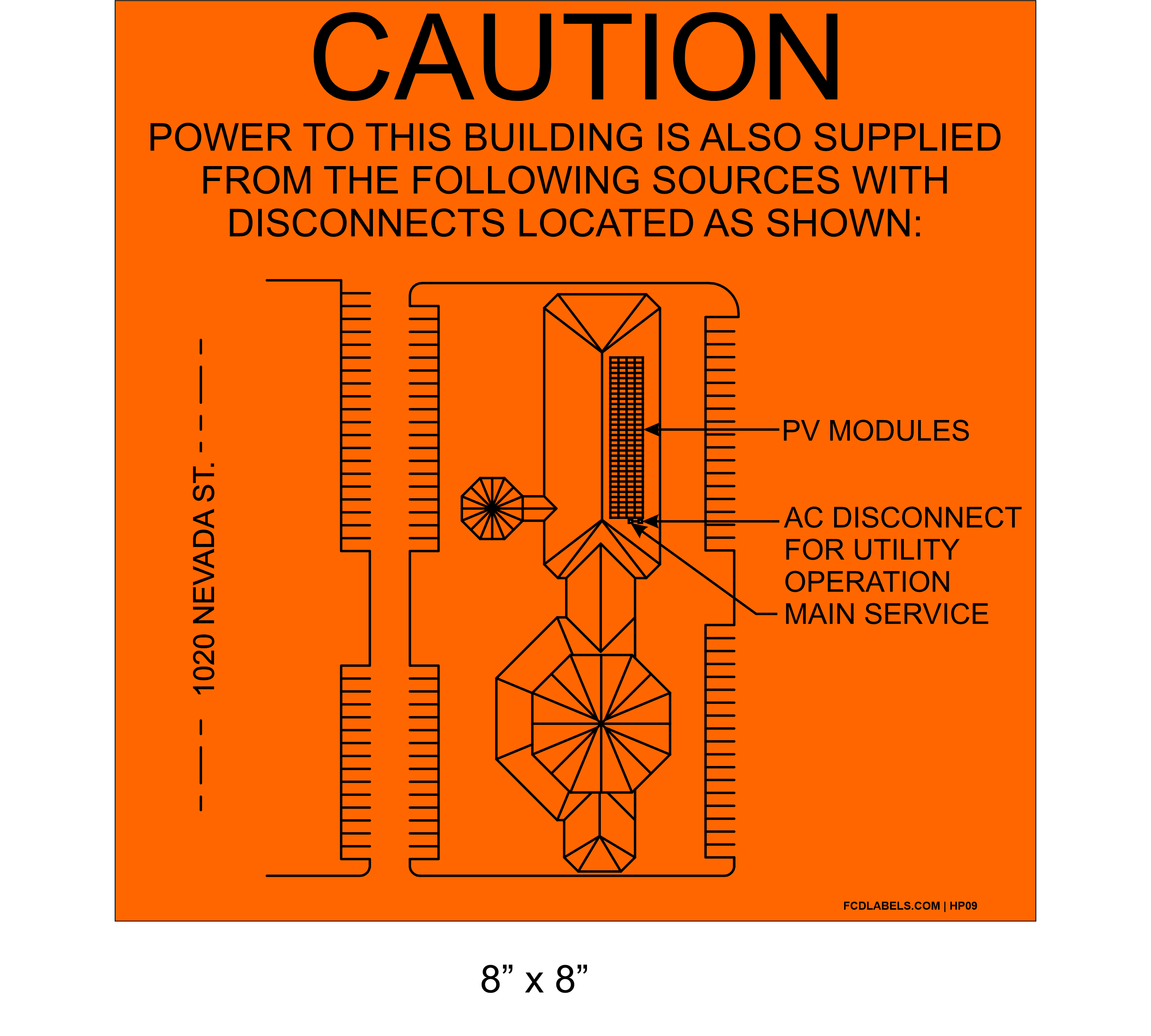 8" x 8" | House Placard | Map Layout - Orange & Black