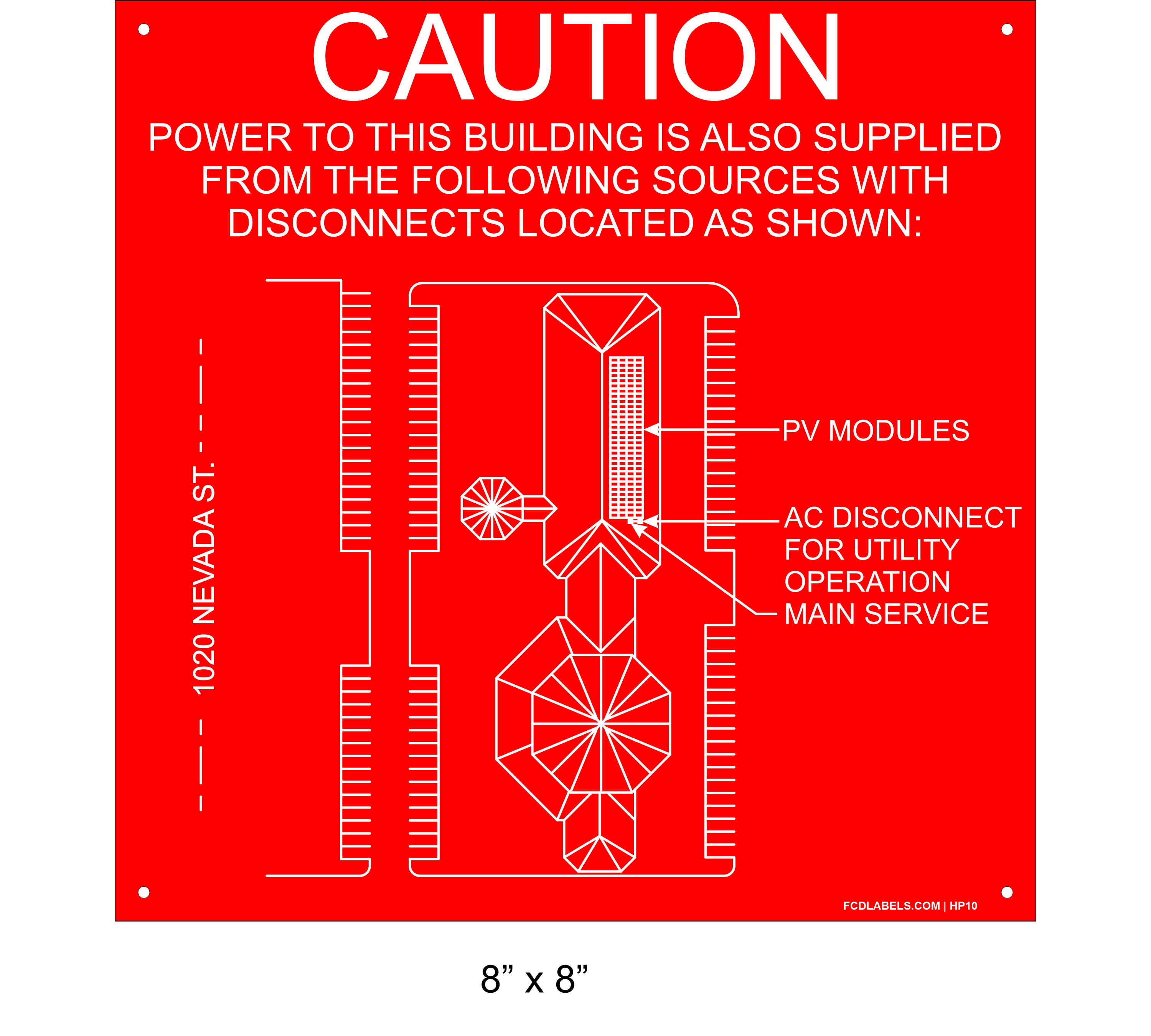 8" x 8" | House Placard | Map Layout - Red & White with Rivets